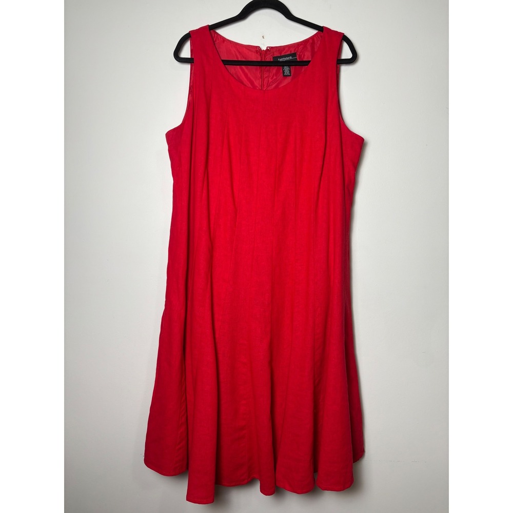 R&M Richards Linen Blend Midi Dress 18W A-Line Flare Summer Coastal Minimalist